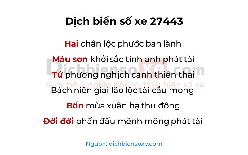 Dịch thơ biển số 27443