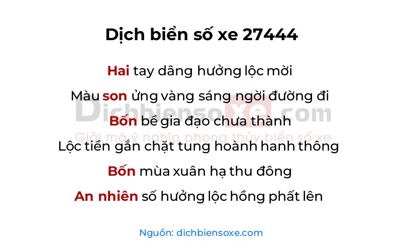 Dịch thơ biển số 27444