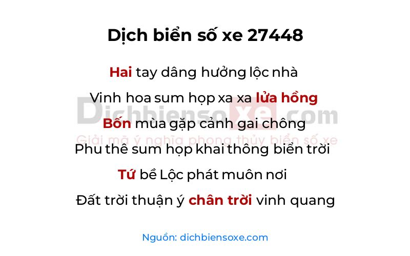 Dịch thơ biển số 27448