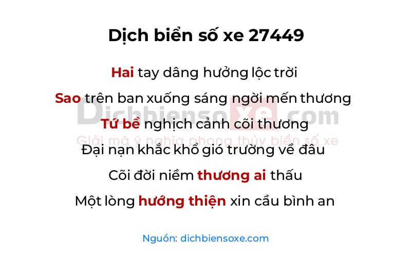 Dịch thơ biển số 27449