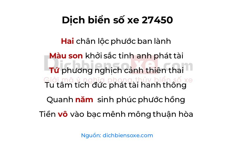 Dịch thơ biển số 27450