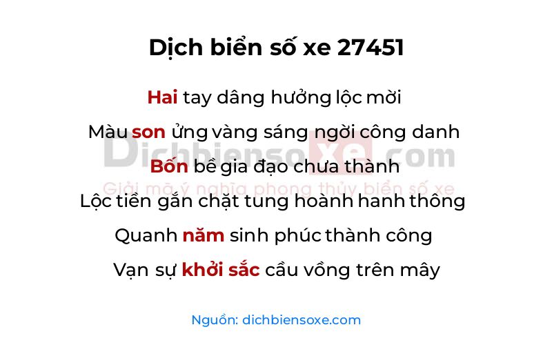 Dịch thơ biển số 27451
