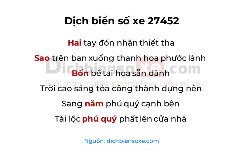 Dịch thơ biển số 27452