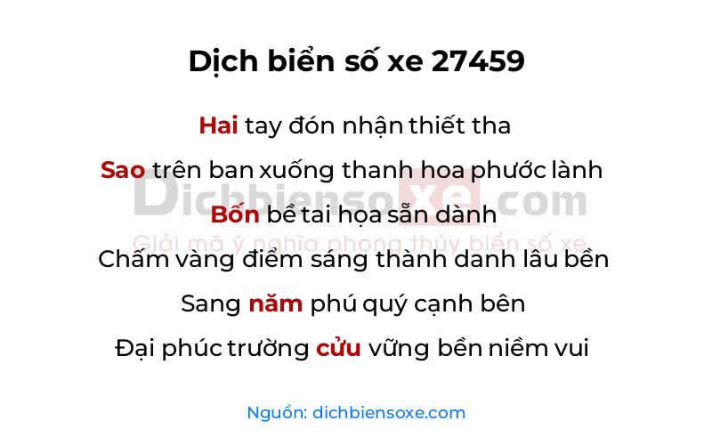Dịch thơ biển số 27459