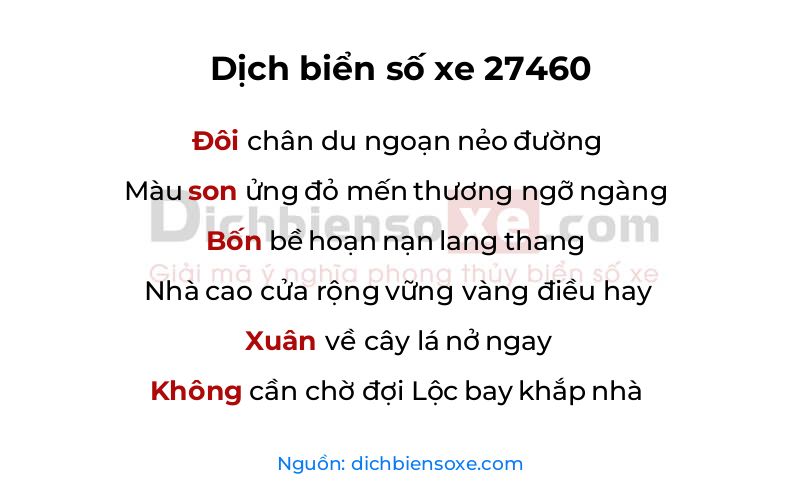 Dịch thơ biển số 27460