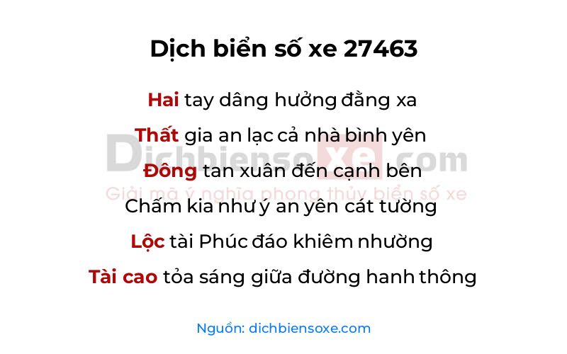 Dịch thơ biển số 27463