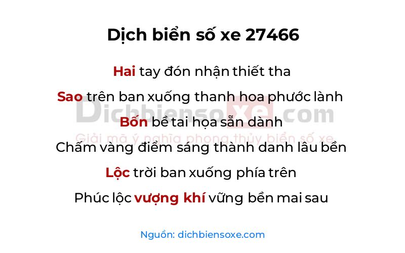 Dịch thơ biển số 27466