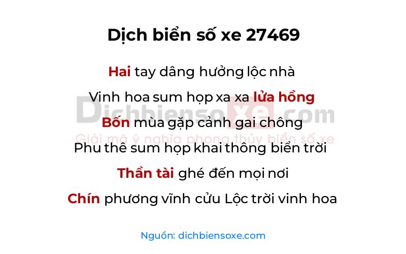 Dịch thơ biển số 27469