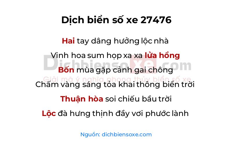 Dịch thơ biển số 27476