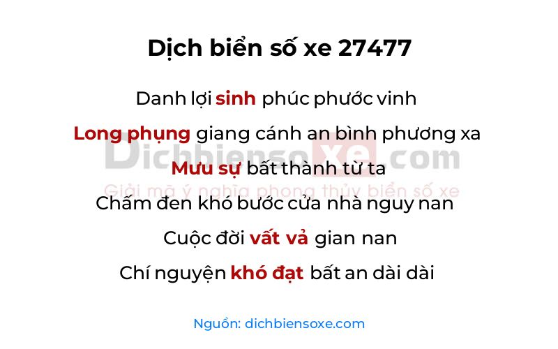 Dịch thơ biển số 27477