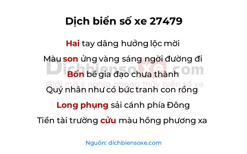 Dịch thơ biển số 27479
