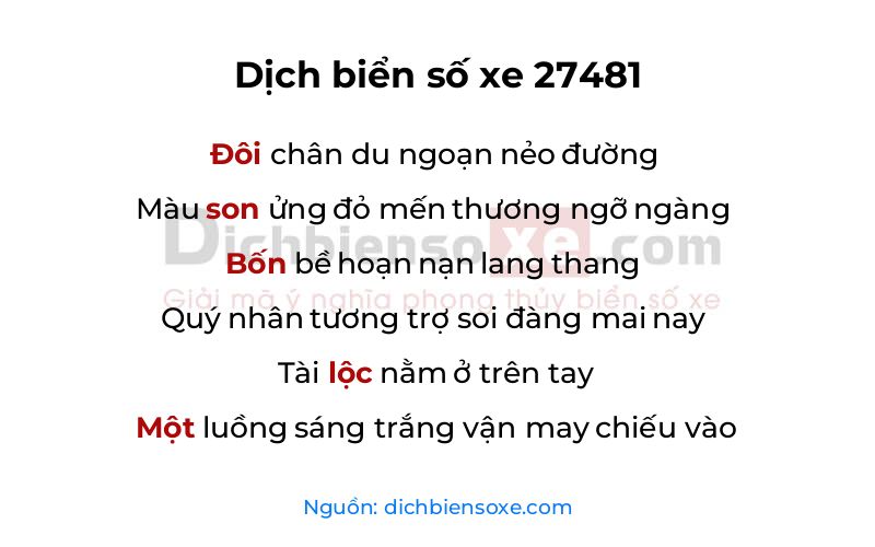 Dịch thơ biển số 27481