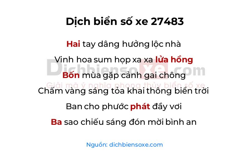 Dịch thơ biển số 27483
