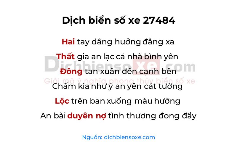 Dịch thơ biển số 27484