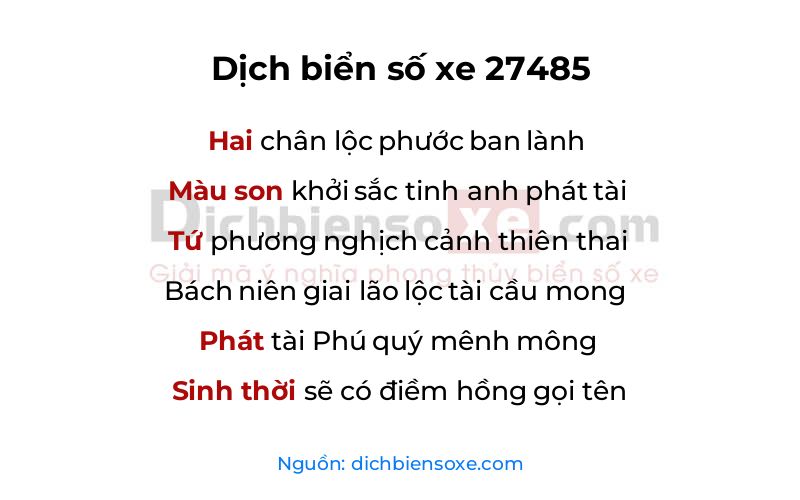 Dịch thơ biển số 27485