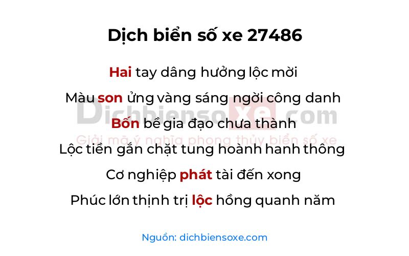 Dịch thơ biển số 27486