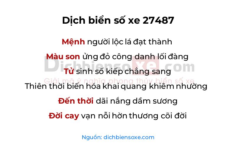 Dịch thơ biển số 27487