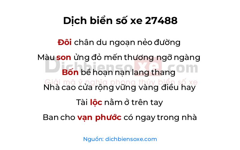 Dịch thơ biển số 27488