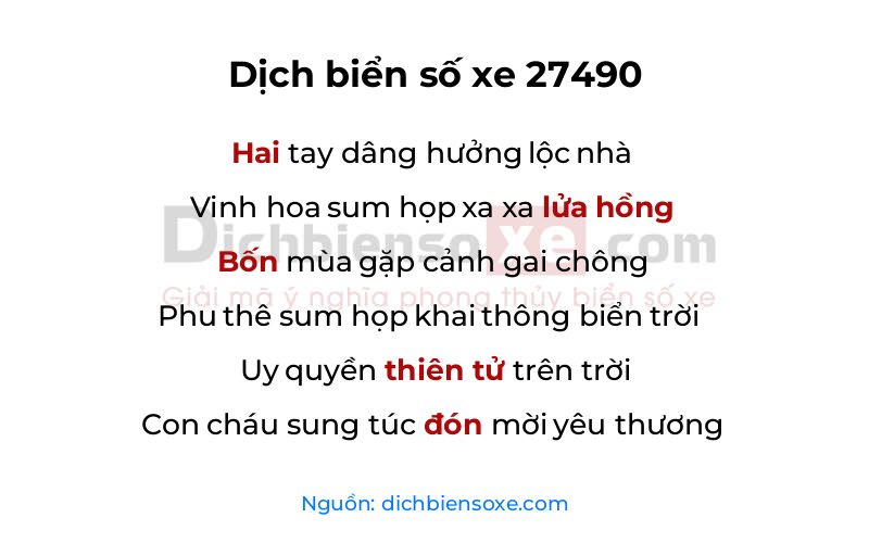 Dịch thơ biển số 27490