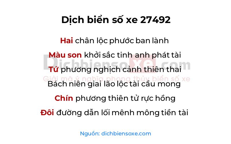 Dịch thơ biển số 27492