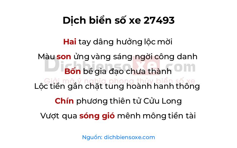 Dịch thơ biển số 27493