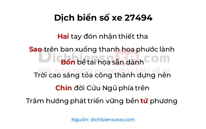 Dịch thơ biển số 27494