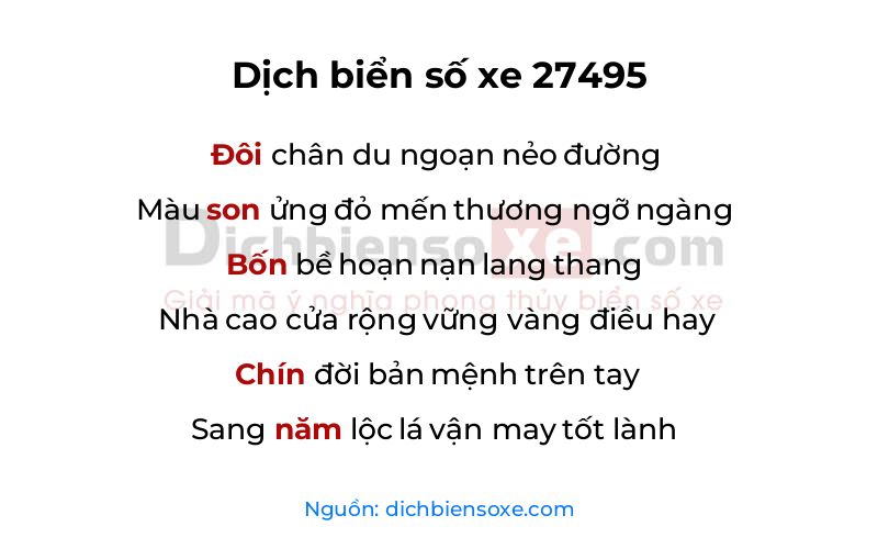 Dịch thơ biển số 27495