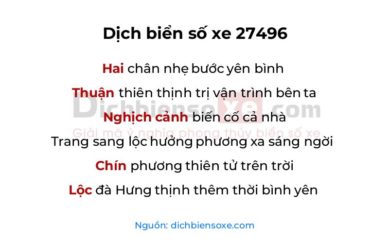 Dịch thơ biển số 27496