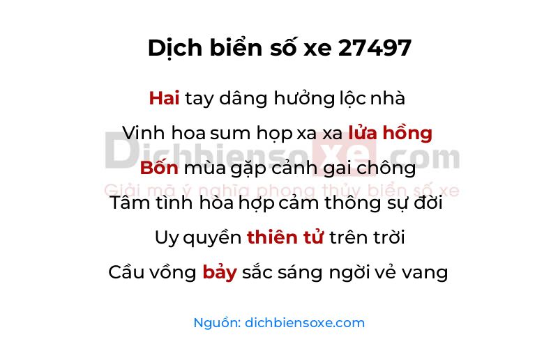 Dịch thơ biển số 27497