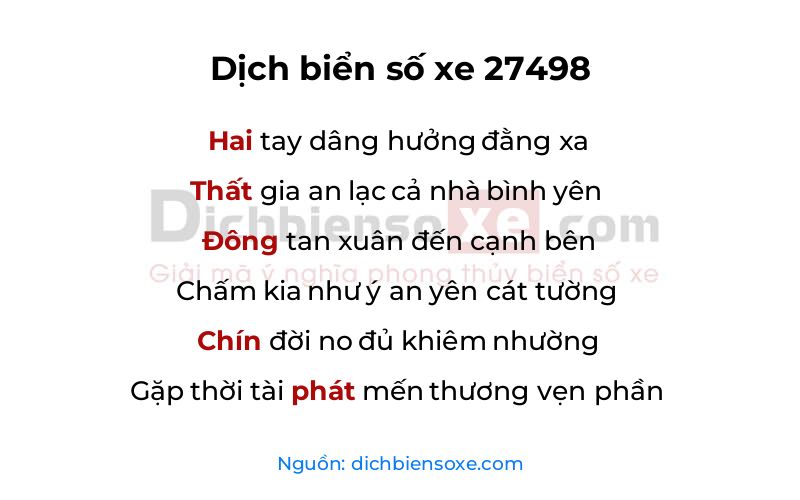 Dịch thơ biển số 27498