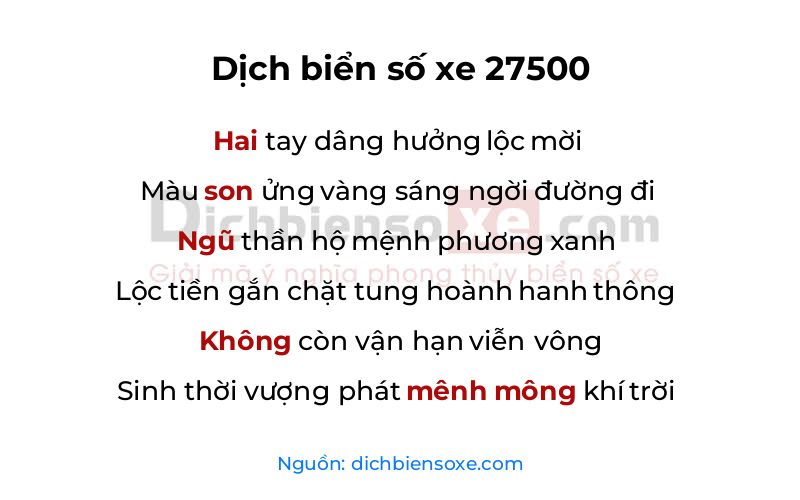 Dịch thơ biển số 27500