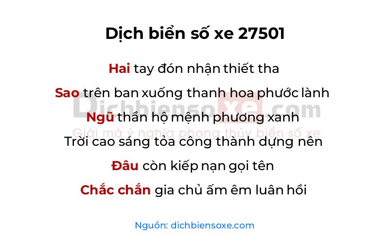 Dịch thơ biển số 27501