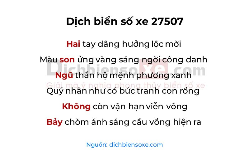 Dịch thơ biển số 27507