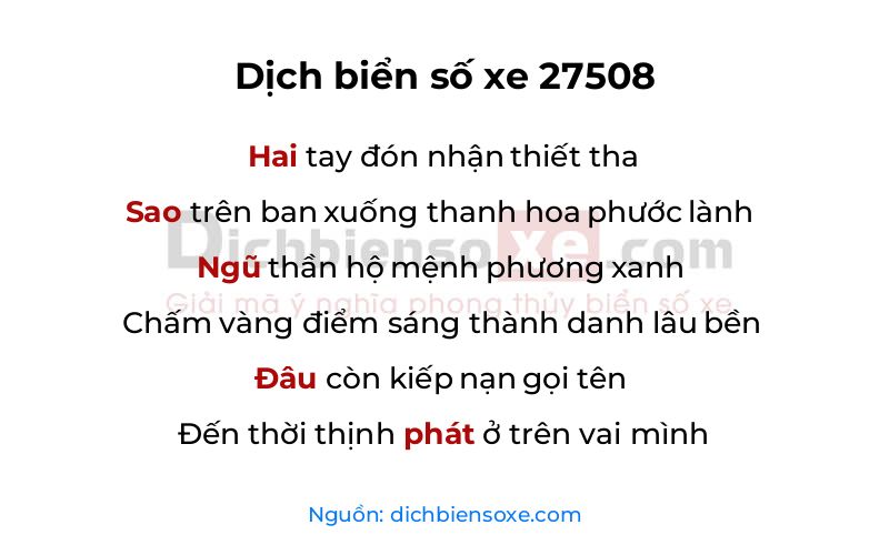 Dịch thơ biển số 27508