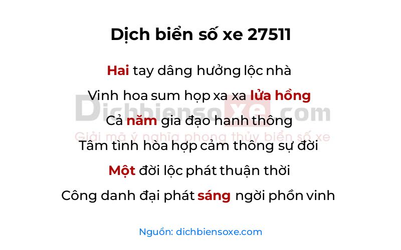 Dịch thơ biển số 27511