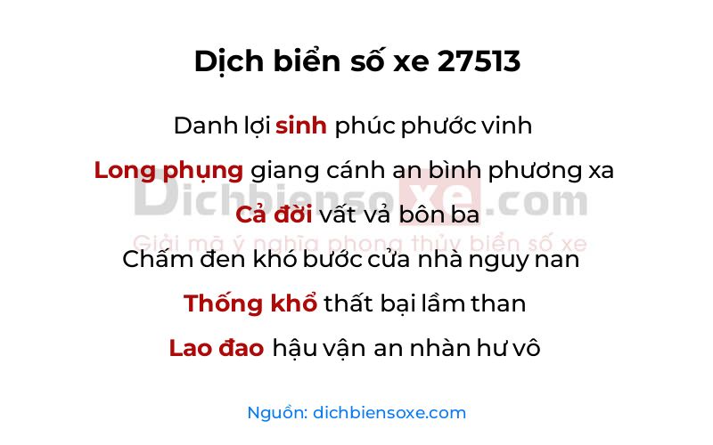 Dịch thơ biển số 27513