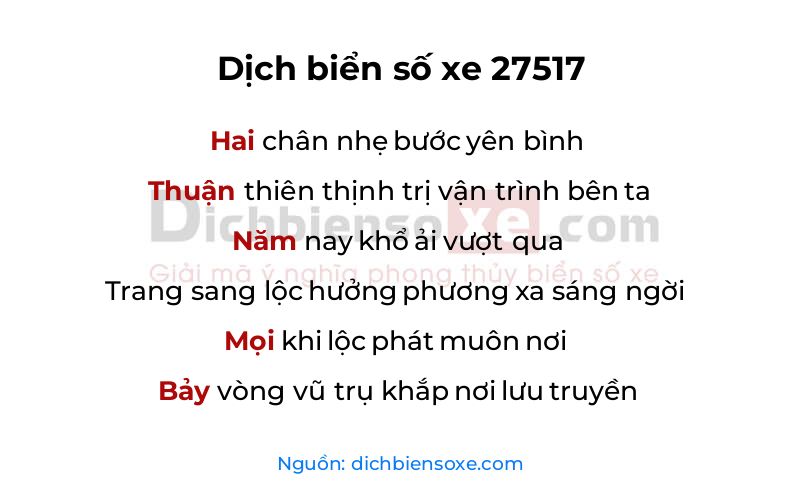 Dịch thơ biển số 27517