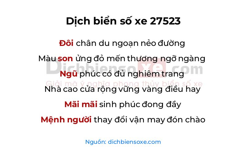 Dịch thơ biển số 27523