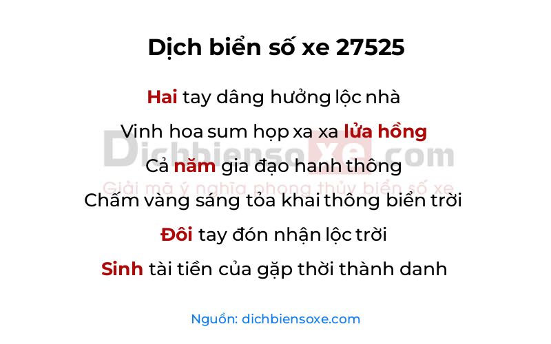 Dịch thơ biển số 27525