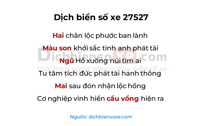 Dịch thơ biển số 27527