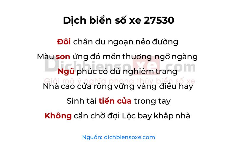 Dịch thơ biển số 27530