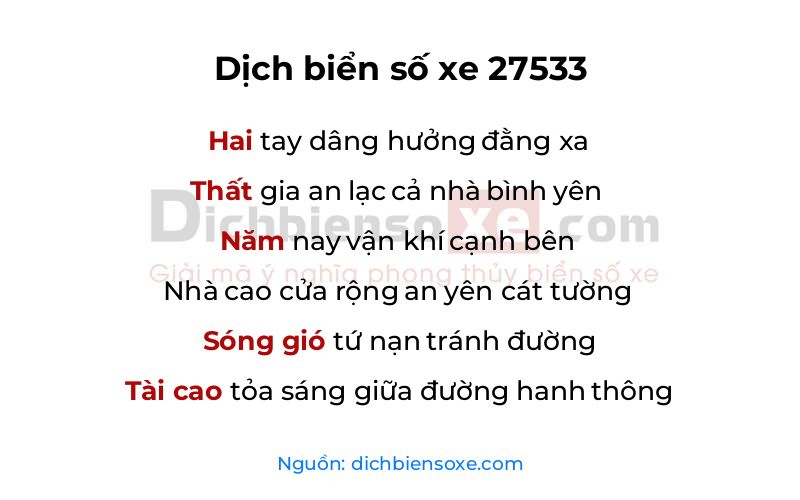 Dịch thơ biển số 27533
