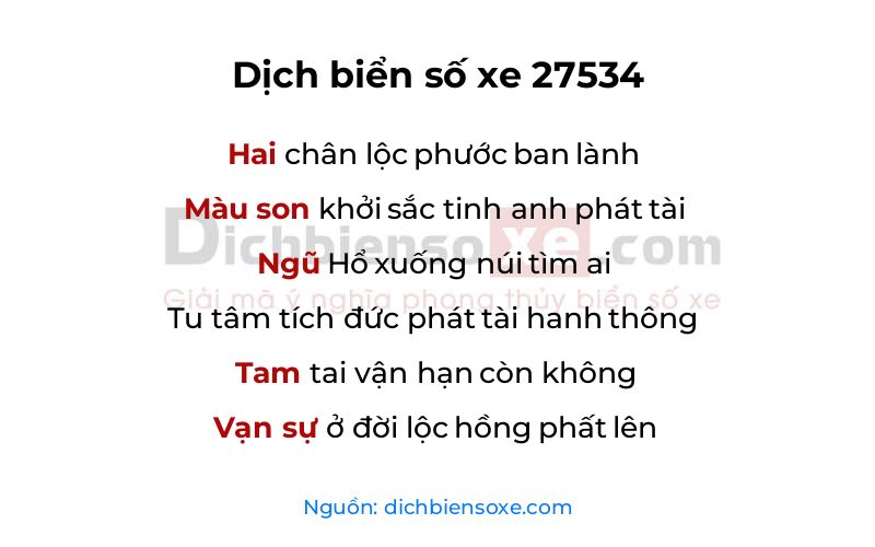Dịch thơ biển số 27534
