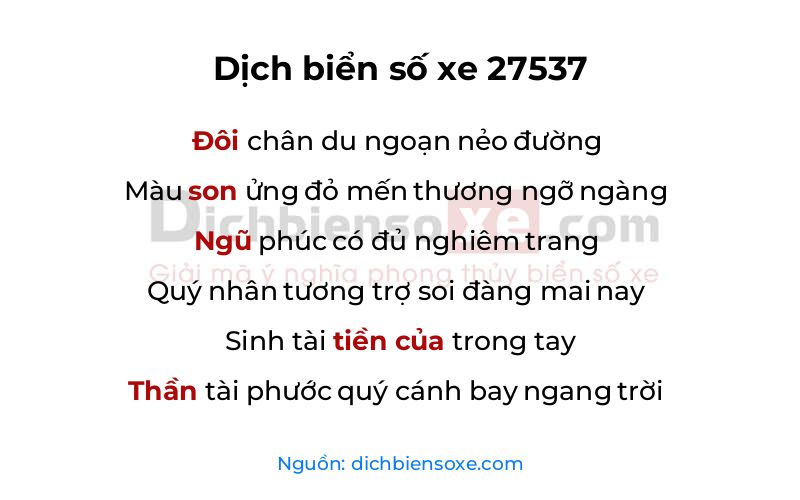 Dịch thơ biển số 27537