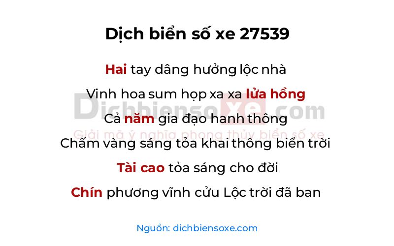 Dịch thơ biển số 27539