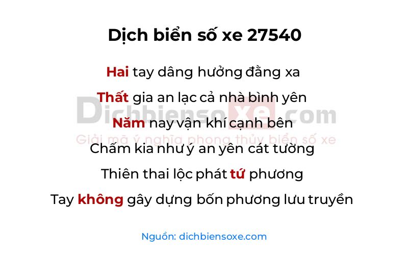 Dịch thơ biển số 27540
