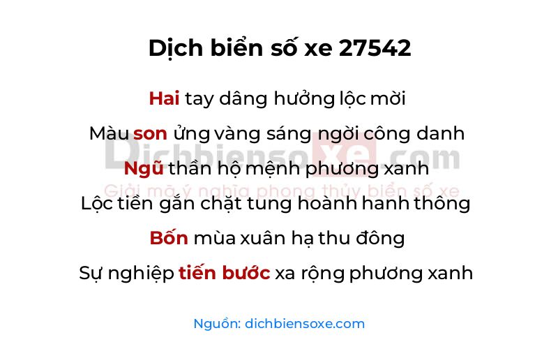 Dịch thơ biển số 27542