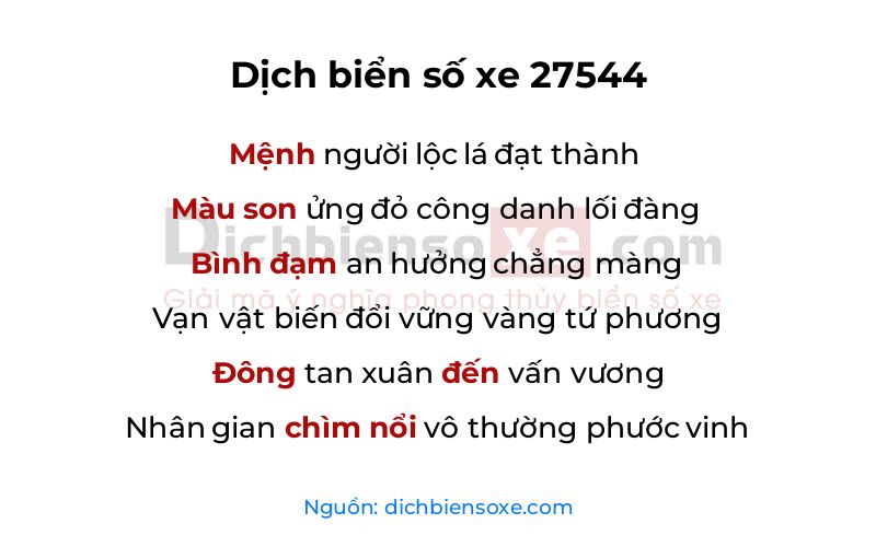 Dịch thơ biển số 27544