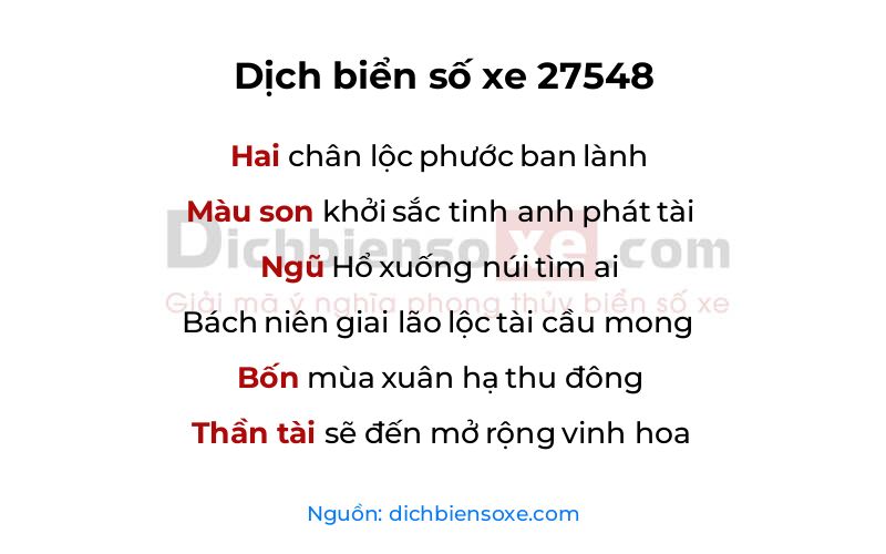 Dịch thơ biển số 27548