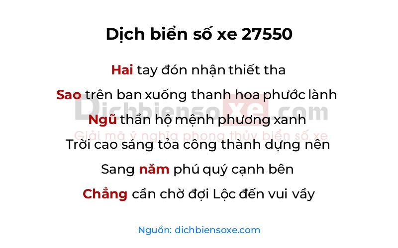 Dịch thơ biển số 27550